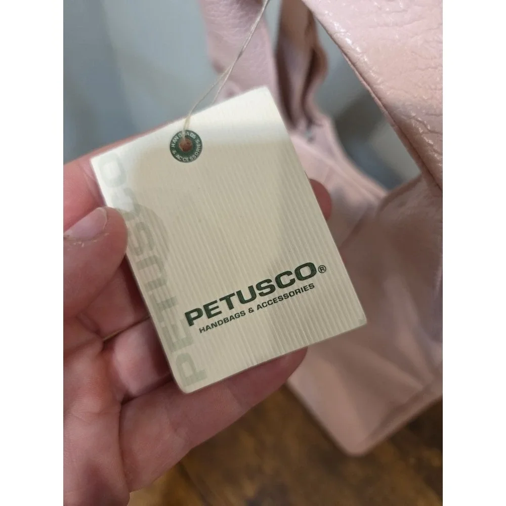 Petusco Handbag Pink Pebbled Genuine Leather Hobo Tote Bag Made In Spain NWT